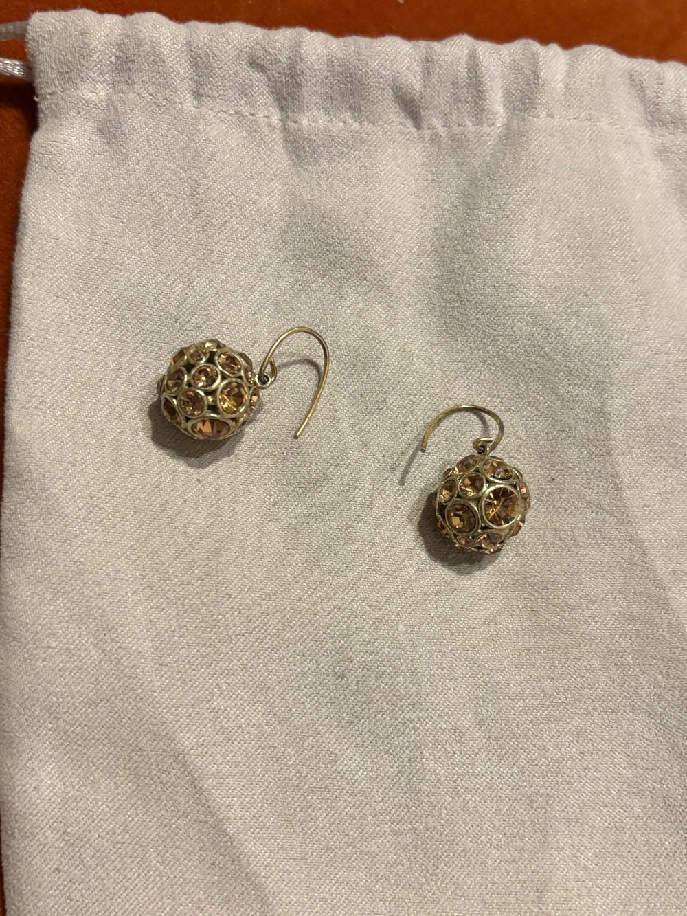 Fossil Gold Filigree Orb Drop Earrings